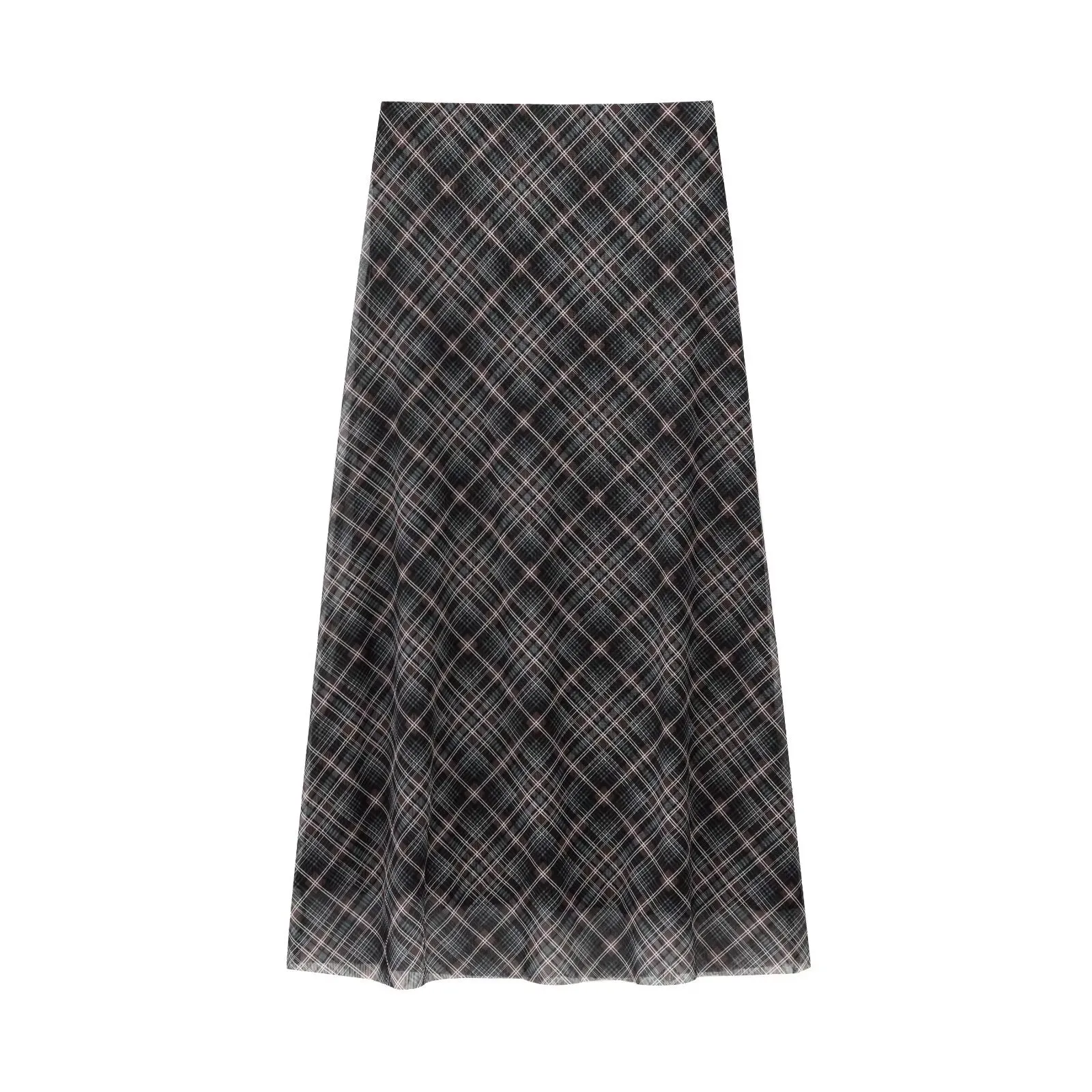 Women's Clothing  Ins Best-Selling Leisure All-Match A- Line Hem Plaid Silk Net Skirt display picture 1