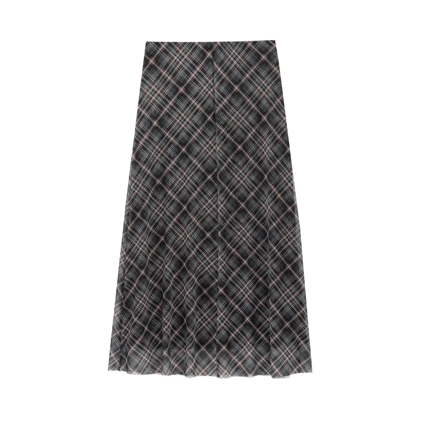 Women's Clothing  Ins Best-Selling Leisure All-Match A- Line Hem Plaid Silk Net Skirt display picture 2