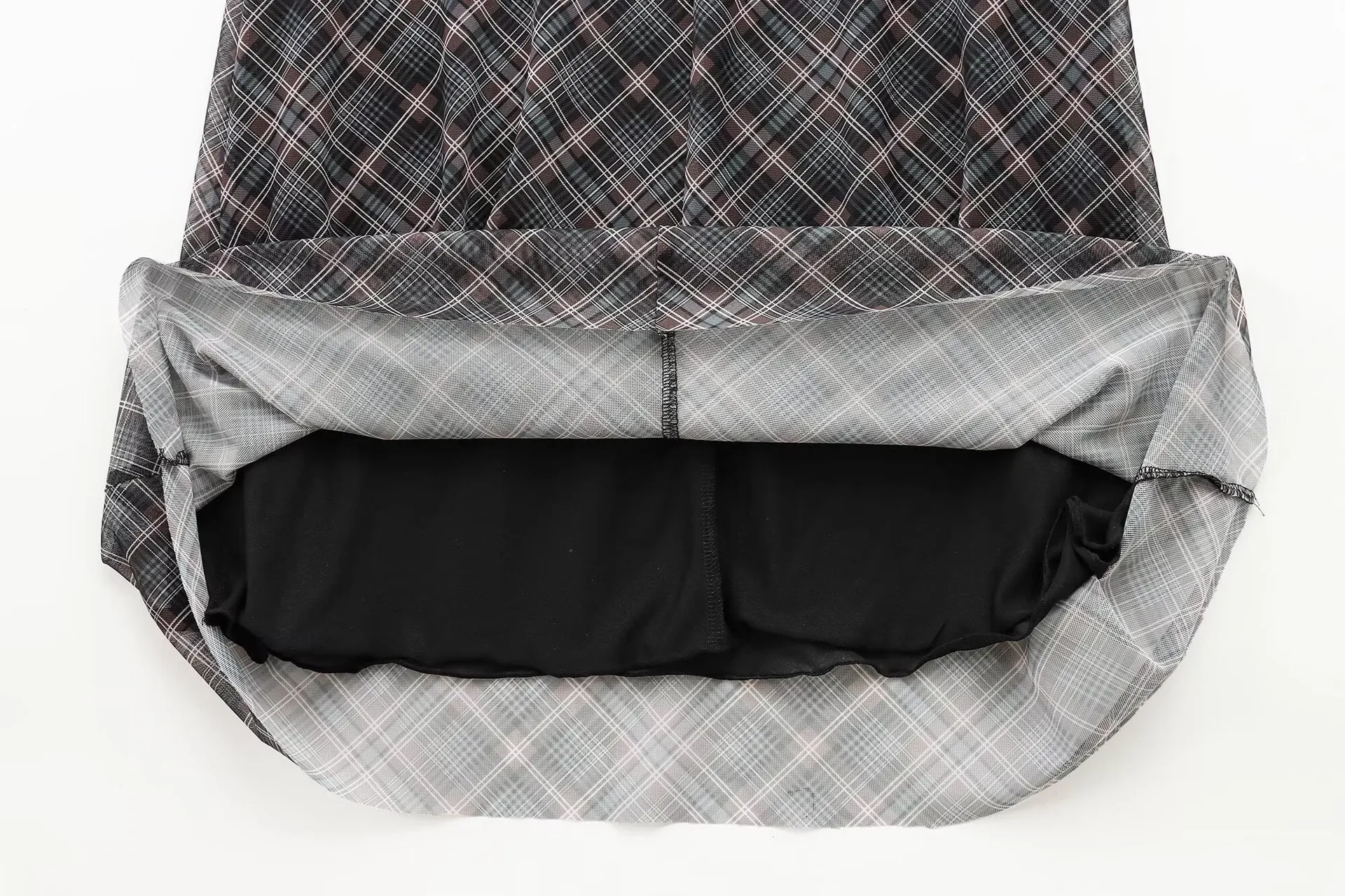 Women's Clothing  Ins Best-Selling Leisure All-Match A- Line Hem Plaid Silk Net Skirt display picture 9