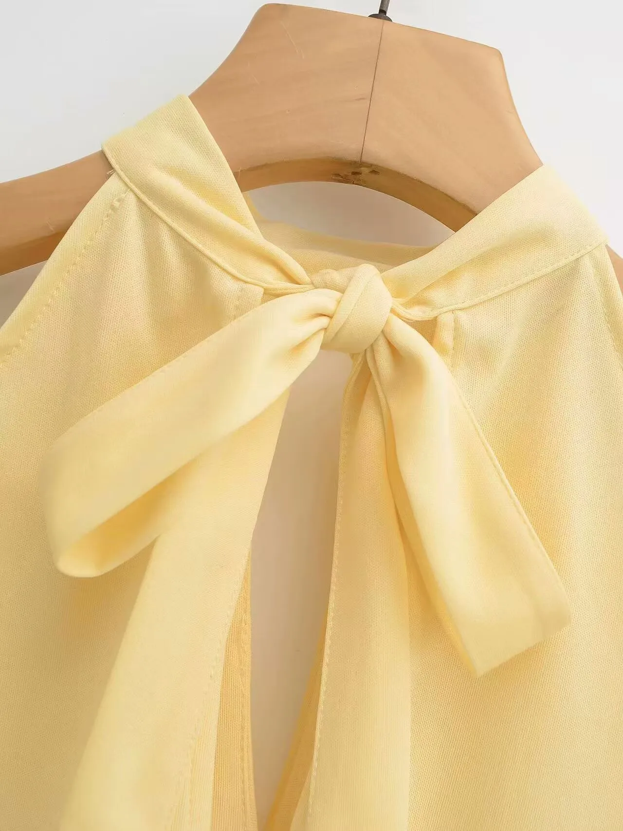Women's Clothing Ins Internet Hot Laminated Decoration Bow Hanging Collar Top display picture 7