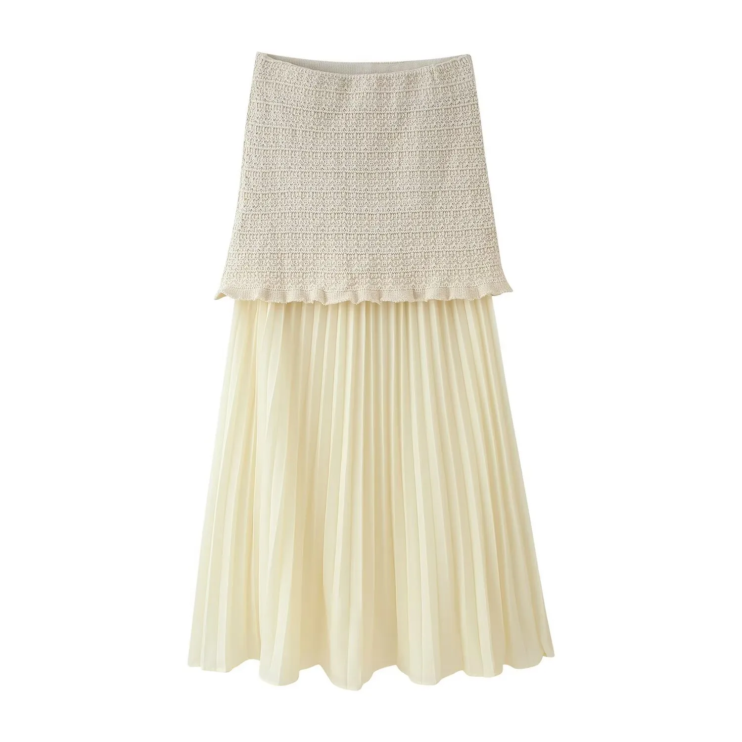 Exclusive For   Women's Clothing  Ins Popular Knitted Coat Tank-Top Stitching Hem Skirt display picture 14