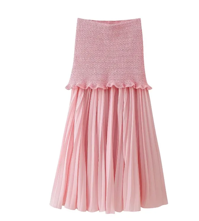 Exclusive For   Women's Clothing  Ins Popular Knitted Coat Tank-Top Stitching Hem Skirt display picture 6