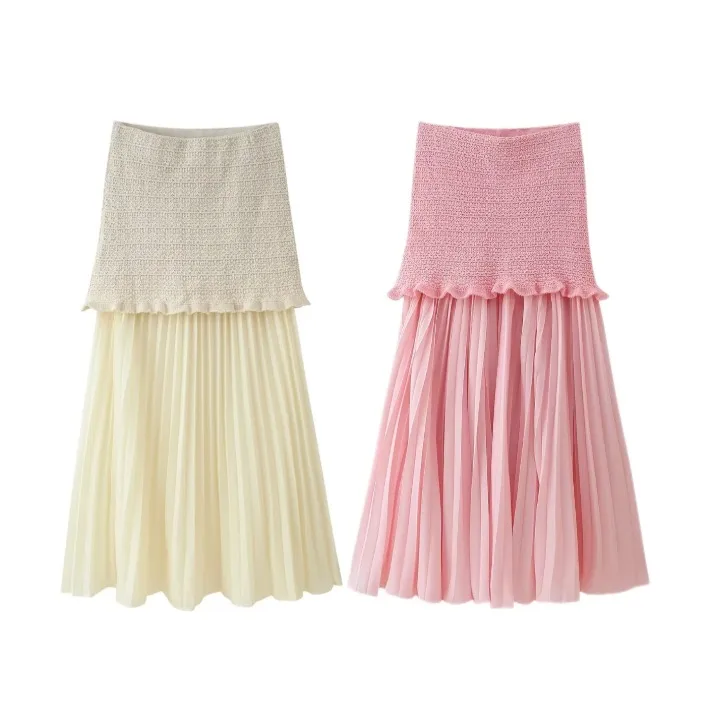 Exclusive For   Women's Clothing  Ins Popular Knitted Coat Tank-Top Stitching Hem Skirt display picture 10