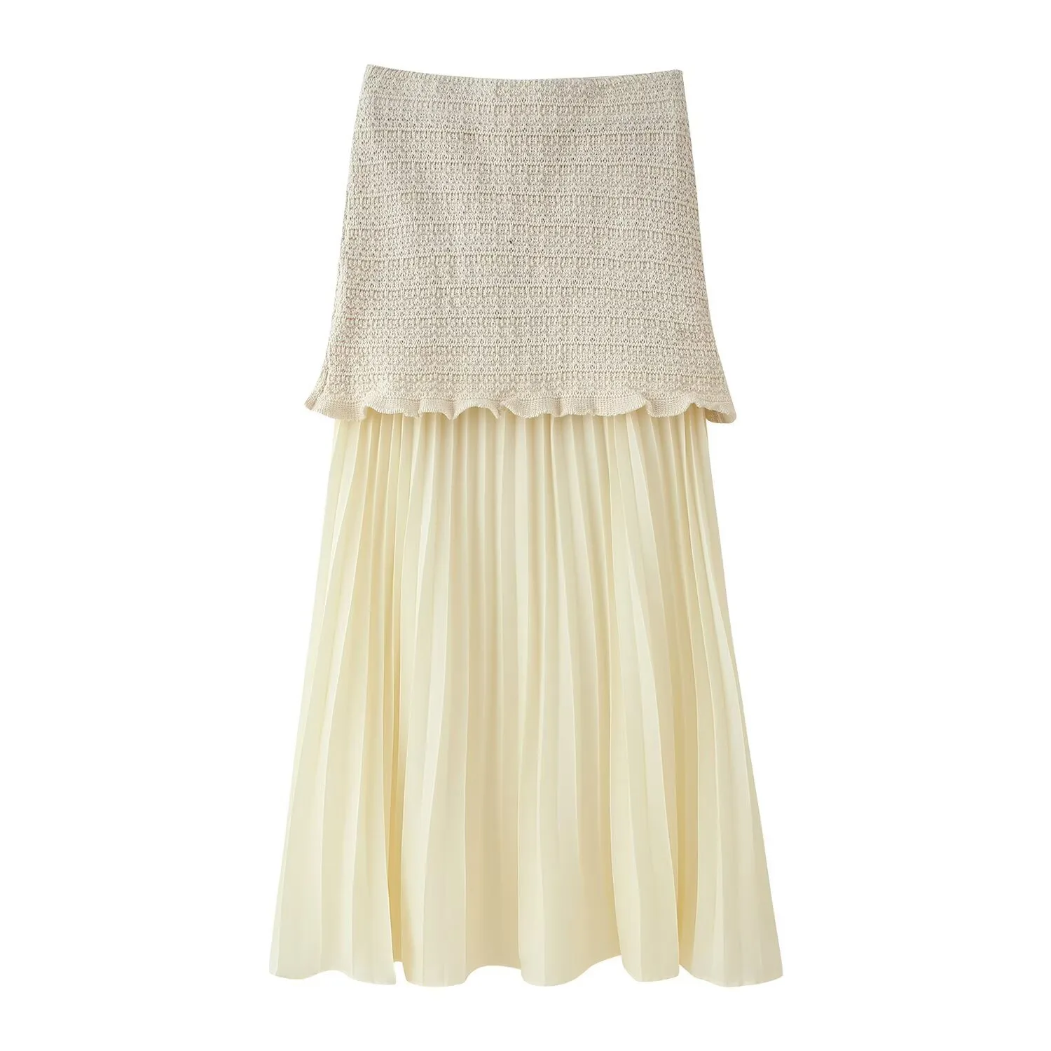 Exclusive For   Women's Clothing  Ins Popular Knitted Coat Tank-Top Stitching Hem Skirt display picture 15