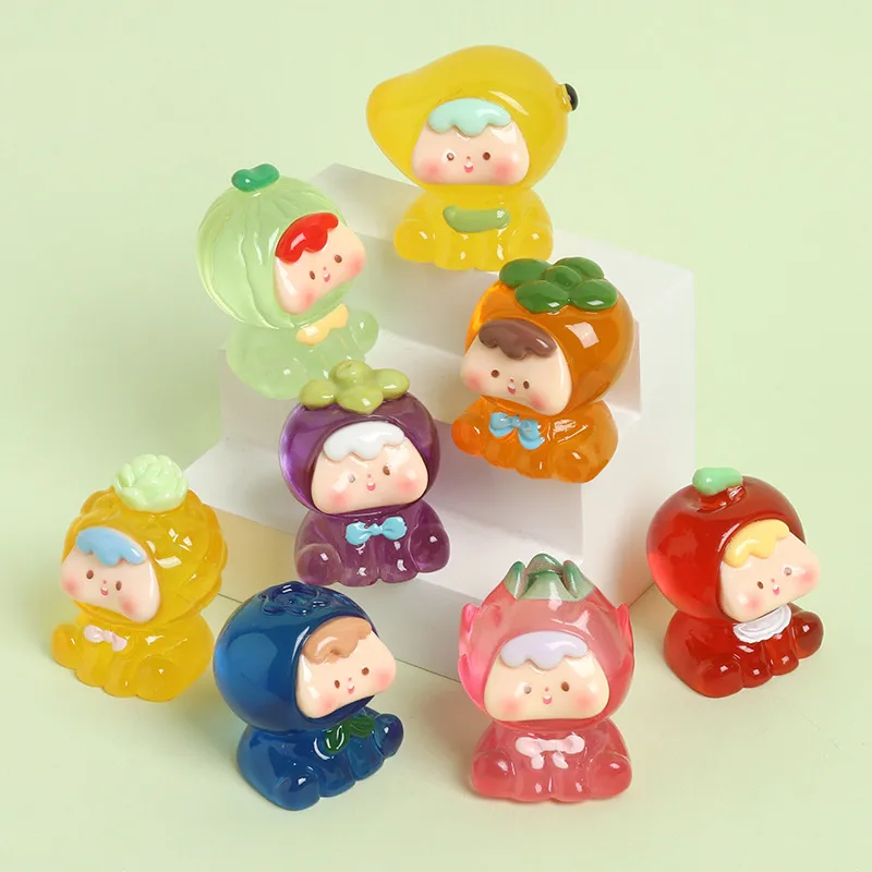 High Transparent Resin Four Generation Fruit Baby Cute Grain DIY Ornament Accessories Creative Desktop And Car-Mounted Small Ornaments Doll display picture 1