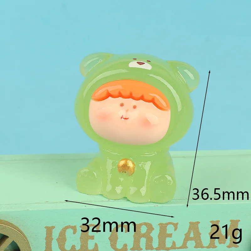 Luminous Three-Dimensional Bear Bell Dog Resin DIY Ornament Accessories Desktop Micro Landscape Ornaments Keychain Pendant display picture 1