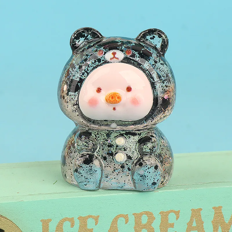 Resin Three-Dimensional Cartoon Glitter Animal Pig Face DIY Ornament Accessories Car Desktop Decoration Keychain Material display picture 5