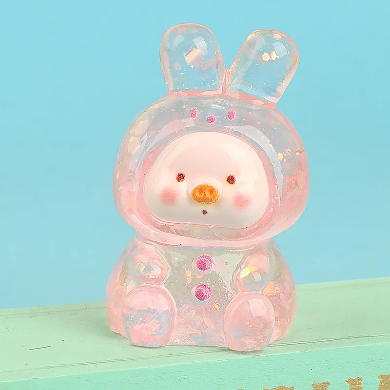 Resin Three-Dimensional Cartoon Glitter Animal Pig Face DIY Ornament Accessories Car Desktop Decoration Keychain Material display picture 7