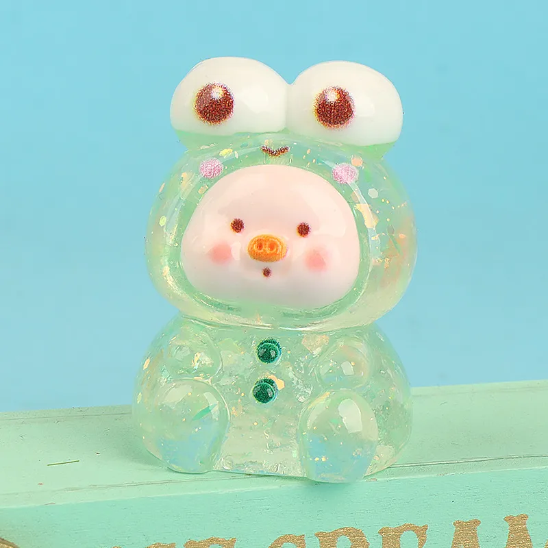 Resin Three-Dimensional Cartoon Glitter Animal Pig Face DIY Ornament Accessories Car Desktop Decoration Keychain Material display picture 8