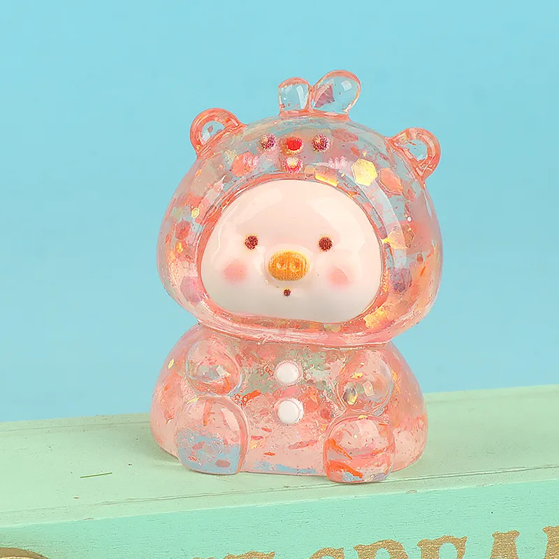Resin Three-Dimensional Cartoon Glitter Animal Pig Face DIY Ornament Accessories Car Desktop Decoration Keychain Material display picture 10