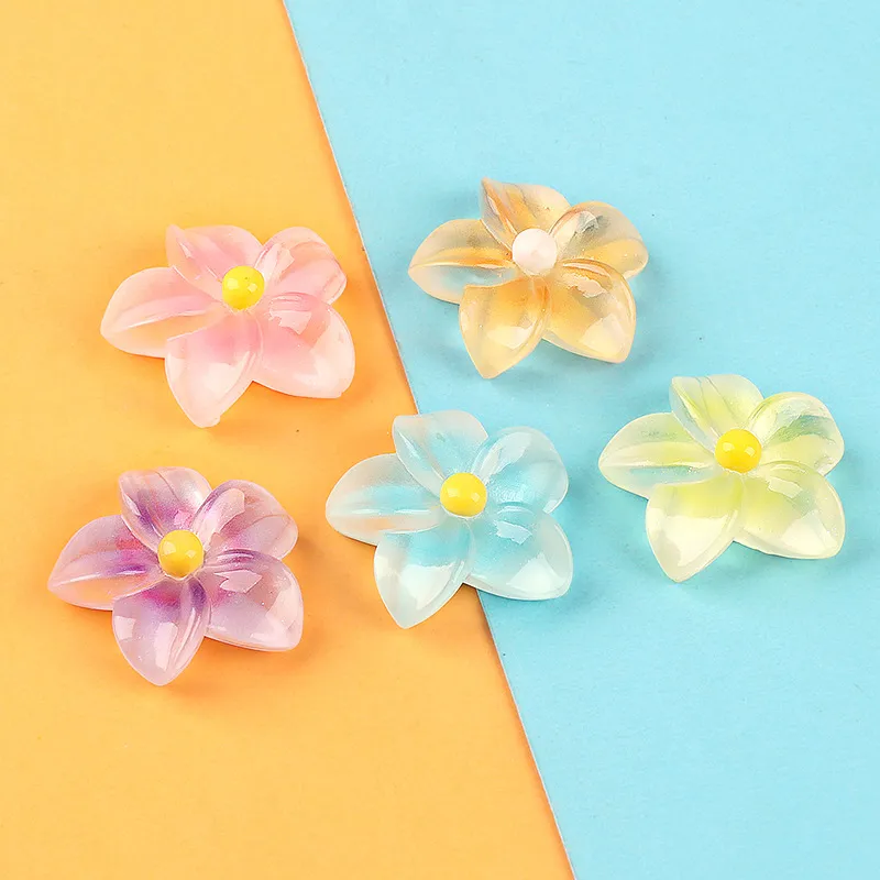 Luminous Gradient Plumeria Rubra Resin Accessories Cream Glue DIY Headdress Phone Case Refridgerator Magnets Beauty Patch display picture 4