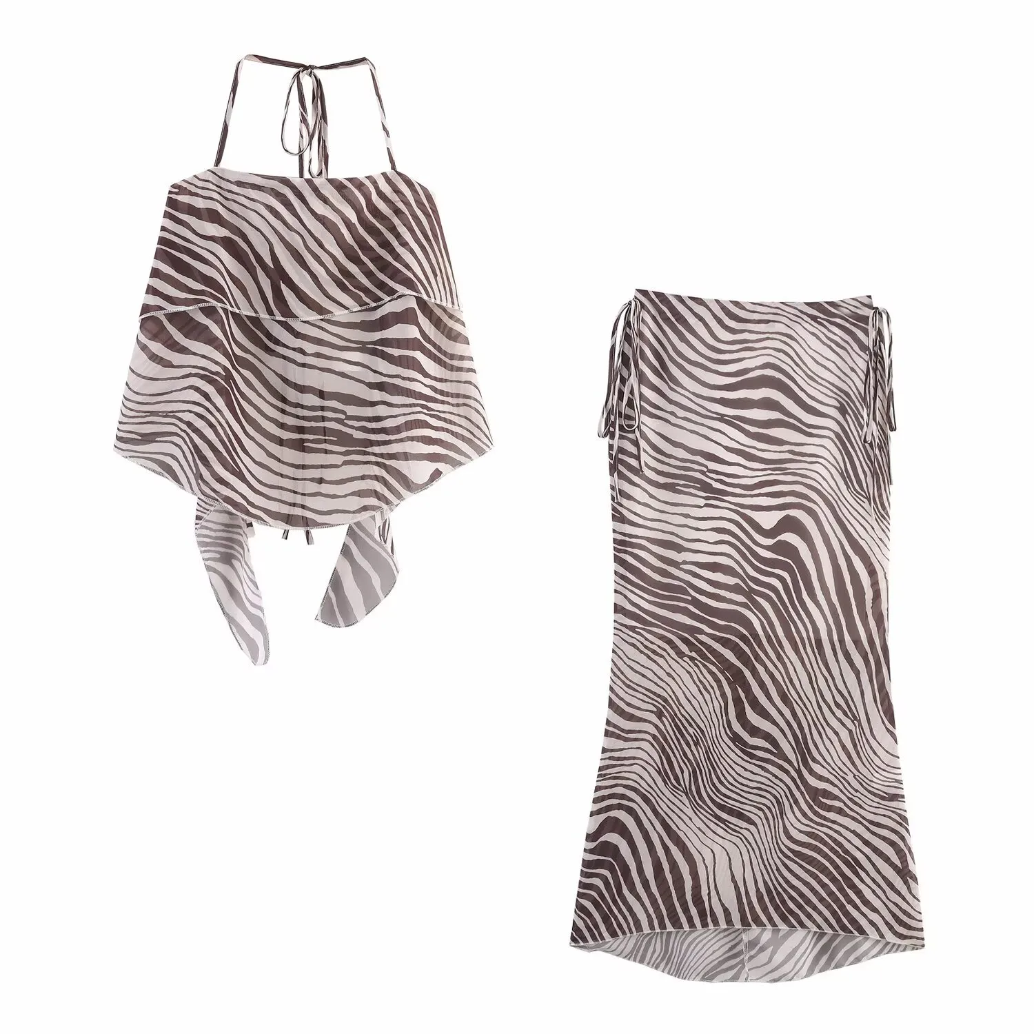 Women's Clothing  Ins Popular Laminated Animal Print Lace-up Vest Skirt display picture 1