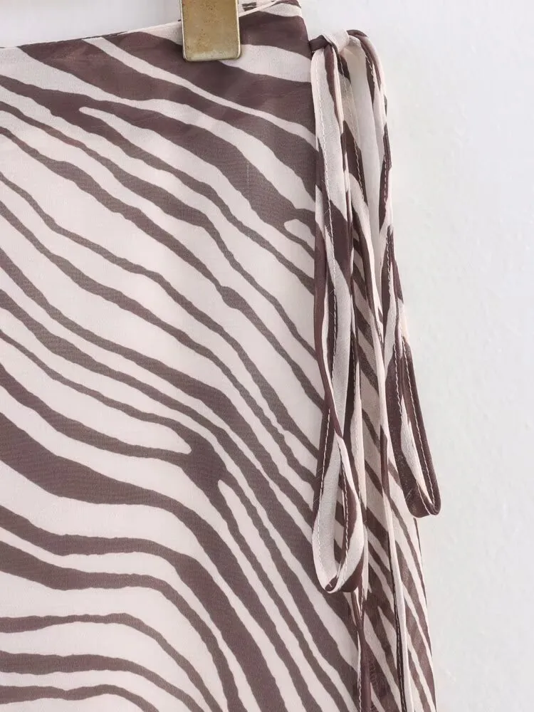 Women's Clothing  Ins Popular Laminated Animal Print Lace-up Vest Skirt display picture 17