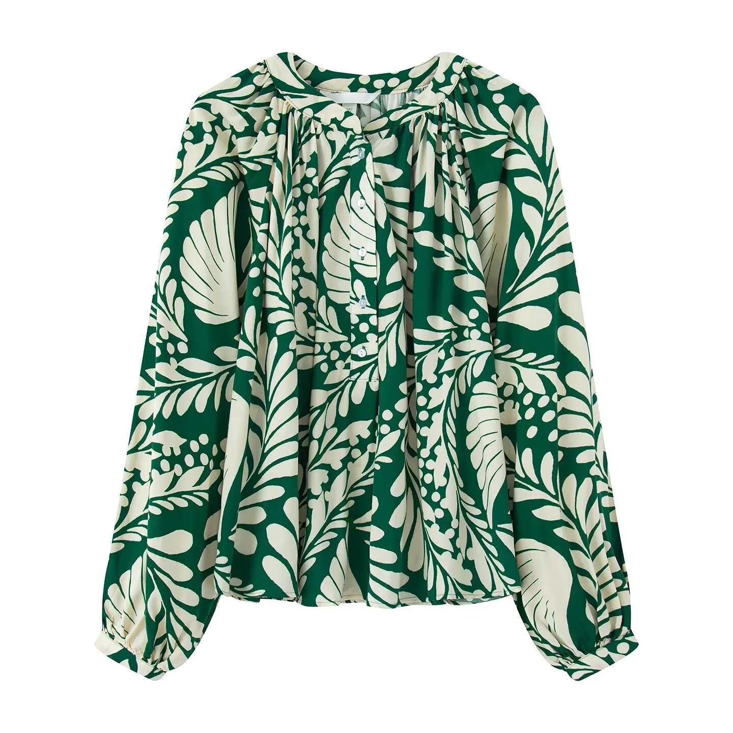 Women's Clothing  Hot-Selling Floral-Print Temperament Breathable And Loose French Bishop Sleeves Top display picture 2