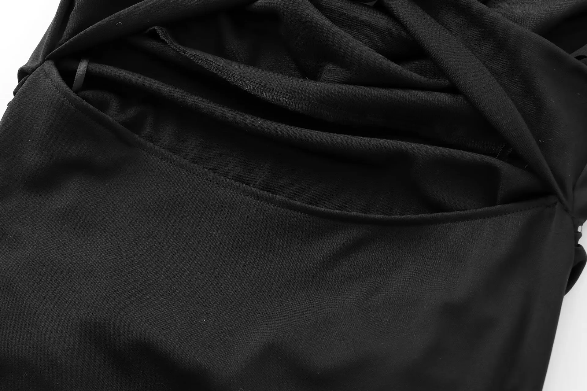 Women's Clothing Hot Sale At  Back Bow Tie Draped Collar Sleeveless Slim Fit Midi Skirt Dress display picture 3