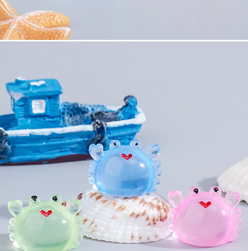 Simulation Little Crab Mini Fish Bowl Landscaping Micro Landscape Decoration Decoration Luminous Resin Accessories DIY Ornament Wholesale display picture 3