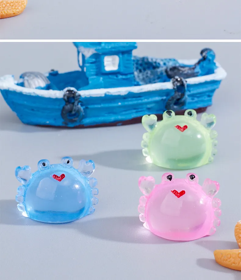 Simulation Little Crab Mini Fish Bowl Landscaping Micro Landscape Decoration Decoration Luminous Resin Accessories DIY Ornament Wholesale display picture 4