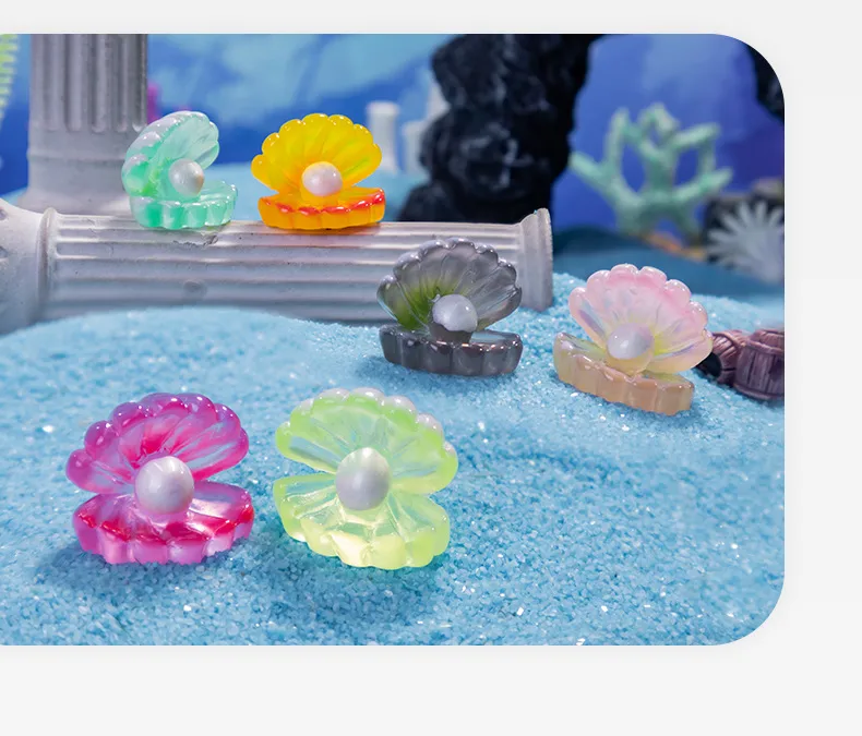 Luminous Pearl Shell Resin Crafts Hot Sale Car Desktop Small Pendent Decoration Micro Landscape DIY Accessories display picture 2