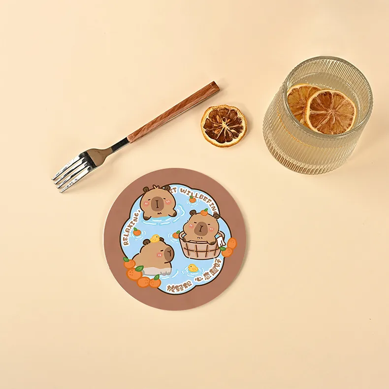 Diatom Mud Coaster Office Office Worker Heat Proof Mat Customized Water-Absorbing Quick-Drying Thickened Coaster Placemat Non-Slip And Hot display picture 1