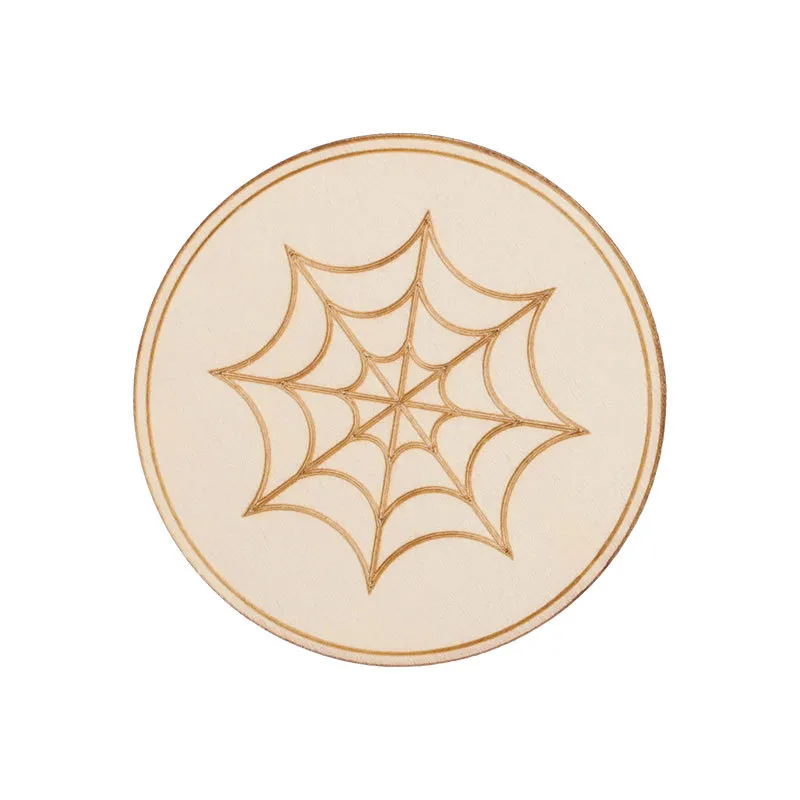 Halloween Ghost Festival Pumpkin Felt Coaster Spider Web Skull Wooden Carved Heat Insulation Decorative Coaster display picture 1