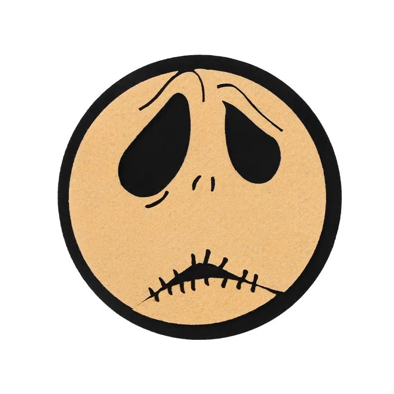 Halloween Ghost Festival Pumpkin Felt Coaster Spider Web Skull Wooden Carved Heat Insulation Decorative Coaster display picture 4