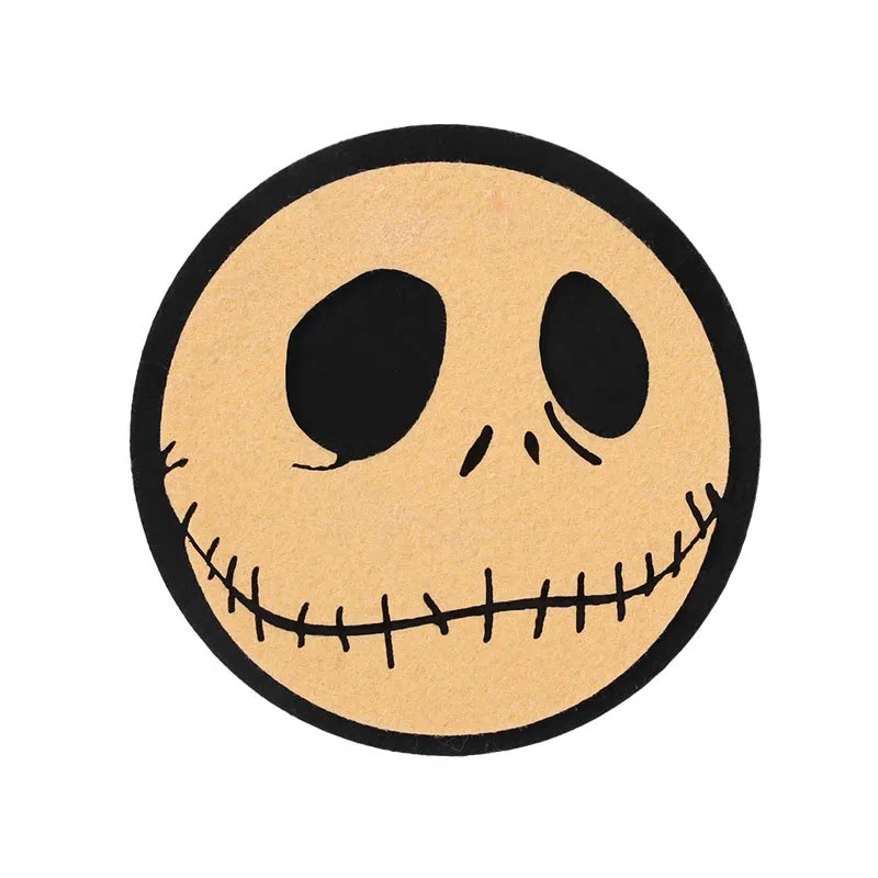 Halloween Ghost Festival Pumpkin Felt Coaster Spider Web Skull Wooden Carved Heat Insulation Decorative Coaster display picture 5
