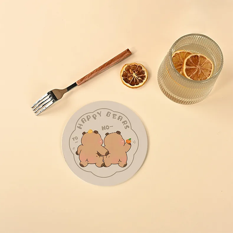 Diatom Mud Coaster Office Office Worker Heat Proof Mat Customized Water-Absorbing Quick-Drying Thickened Coaster Placemat Non-Slip And Hot display picture 6