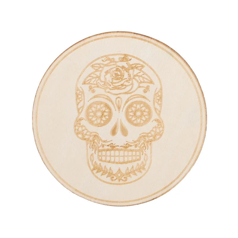 Halloween Ghost Festival Pumpkin Felt Coaster Spider Web Skull Wooden Carved Heat Insulation Decorative Coaster display picture 7