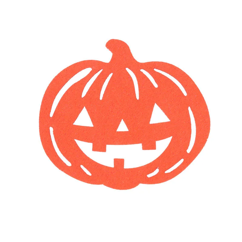 Halloween Ghost Festival Pumpkin Felt Coaster Spider Web Skull Wooden Carved Heat Insulation Decorative Coaster display picture 11