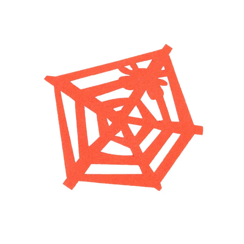 Halloween Ghost Festival Pumpkin Felt Coaster Spider Web Skull Wooden Carved Heat Insulation Decorative Coaster display picture 13