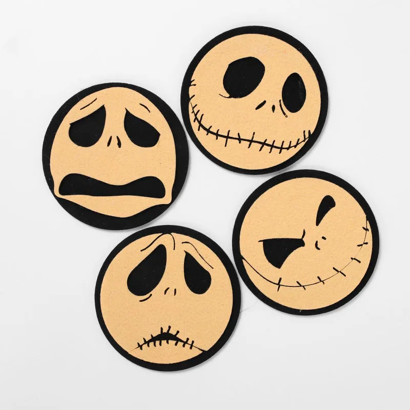 Halloween Ghost Festival Pumpkin Felt Coaster Spider Web Skull Wooden Carved Heat Insulation Decorative Coaster display picture 17