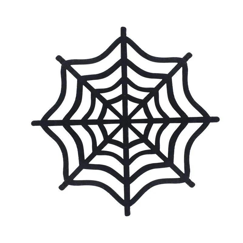 Halloween Ghost Festival Pumpkin Felt Coaster Spider Web Skull Wooden Carved Heat Insulation Decorative Coaster display picture 20