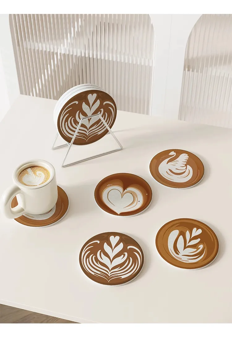 Cartoon Office Coffee Cup Mat Desktop Storage Pad Round Water Cup Mat Diatom Mud Absorbent Pad Quick-Drying Table Top display picture 3