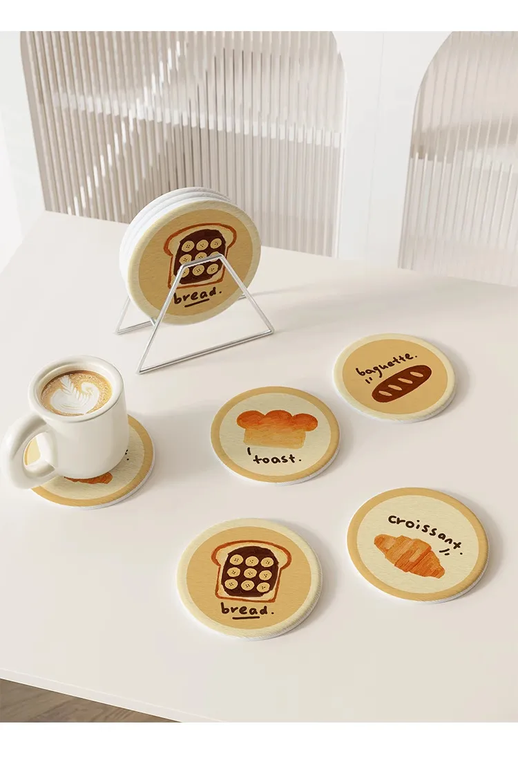 Cartoon Office Coffee Cup Mat Desktop Storage Pad Round Water Cup Mat Diatom Mud Absorbent Pad Quick-Drying Table Top display picture 4