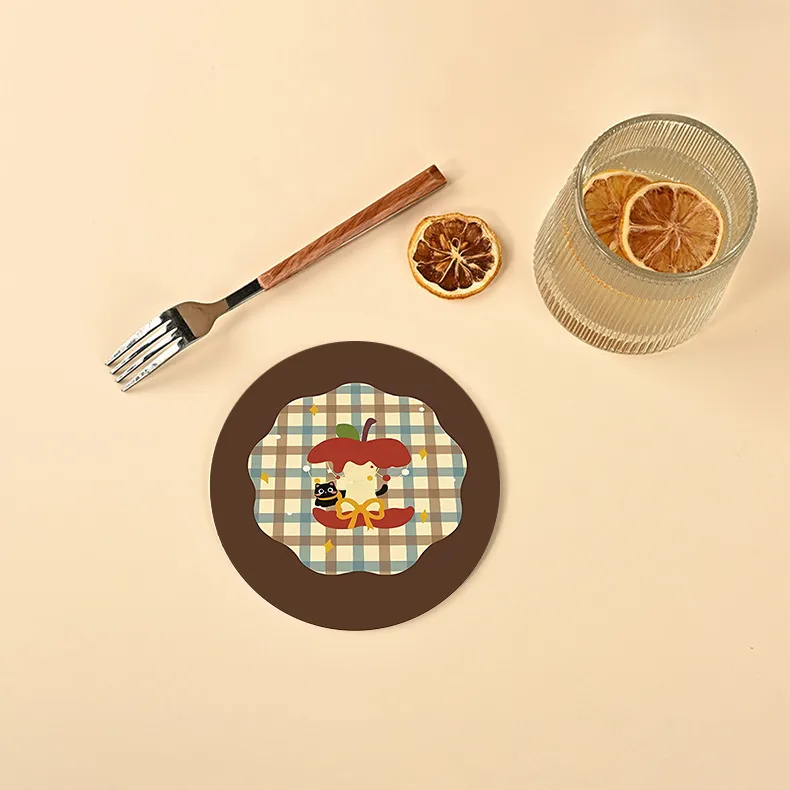 Heat Proof Mat Cartoon Absorbent Custom Coaster Office Water Cup Mat Tea Mat Ins Style Creative Insulation Pad Heat Proof Mat Dining Table Cushion display picture 2