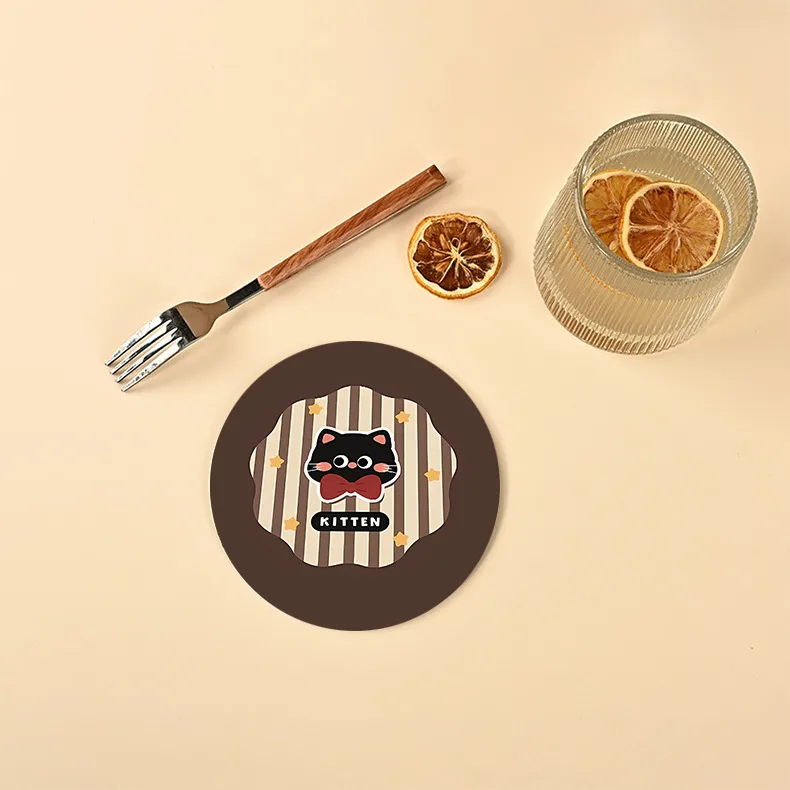 Heat Proof Mat Cartoon Absorbent Custom Coaster Office Water Cup Mat Tea Mat Ins Style Creative Insulation Pad Heat Proof Mat Dining Table Cushion display picture 4