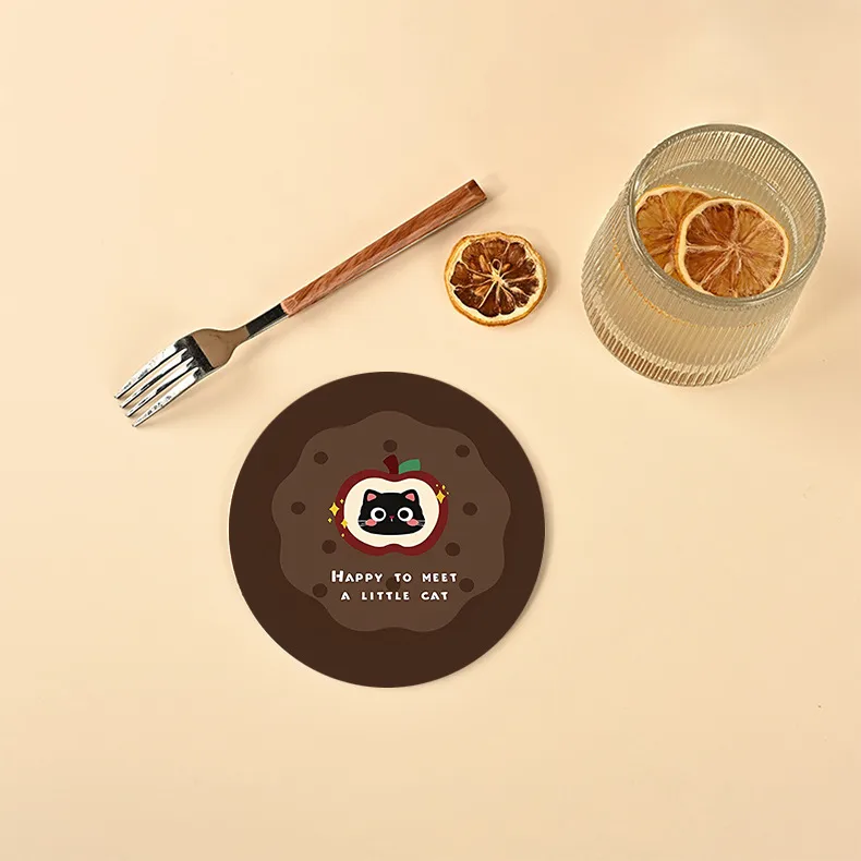 Heat Proof Mat Cartoon Absorbent Custom Coaster Office Water Cup Mat Tea Mat Ins Style Creative Insulation Pad Heat Proof Mat Dining Table Cushion display picture 5