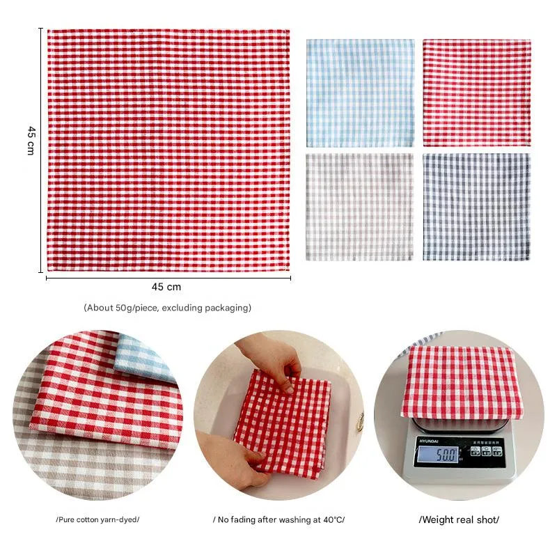Fabric Napkin Factory In Stock Kitchen Napkin Wholesale Household Plaid Napkin Cotton Square Napkin Cloth Tea Towel display picture 1