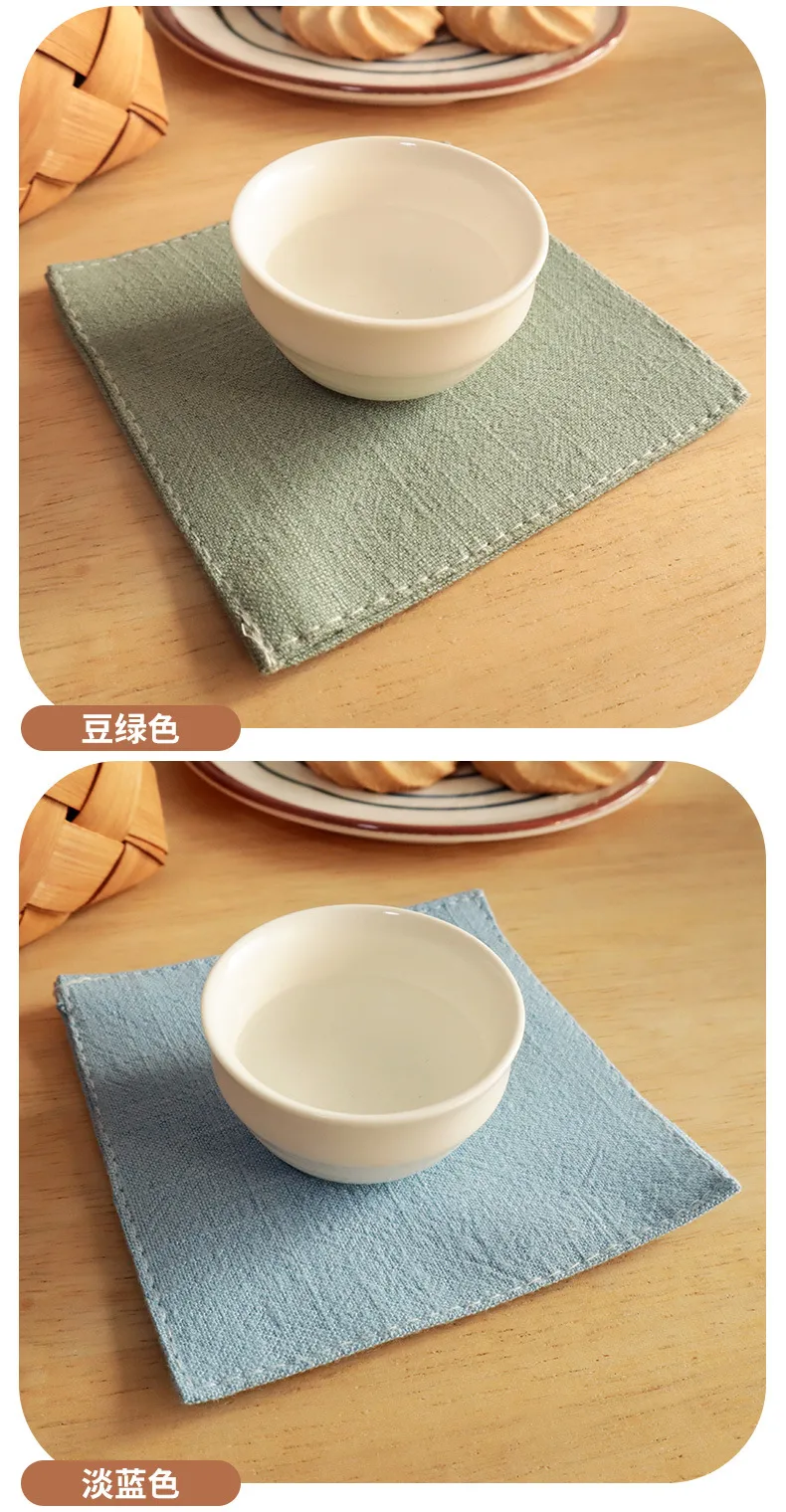 Teacup Mat Fabric Linen Heat Proof Mat Tea Art Coaster Plain Fabric Home Tea Ceremony Heat Proof Mat display picture 2