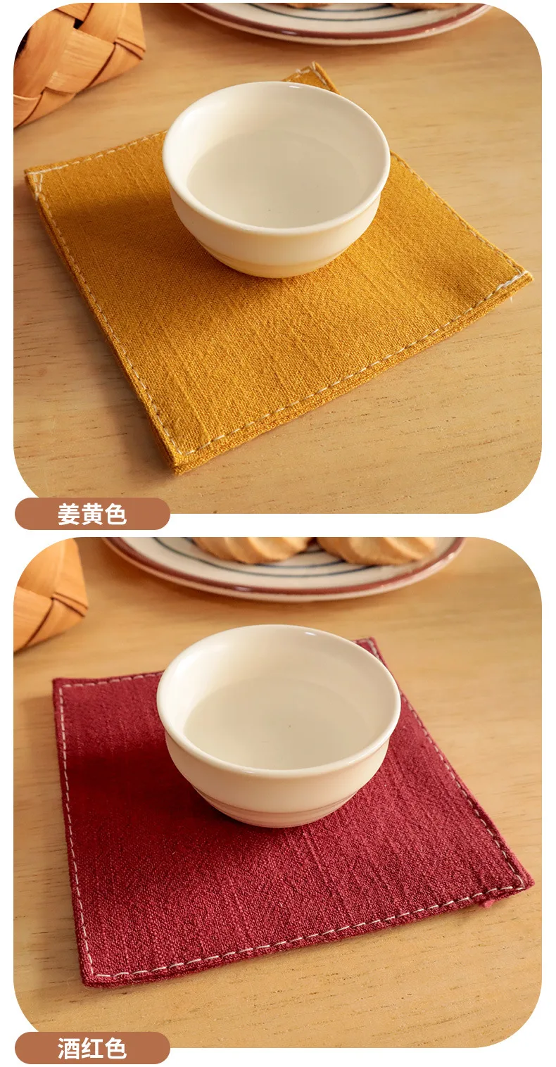 Teacup Mat Fabric Linen Heat Proof Mat Tea Art Coaster Plain Fabric Home Tea Ceremony Heat Proof Mat display picture 3