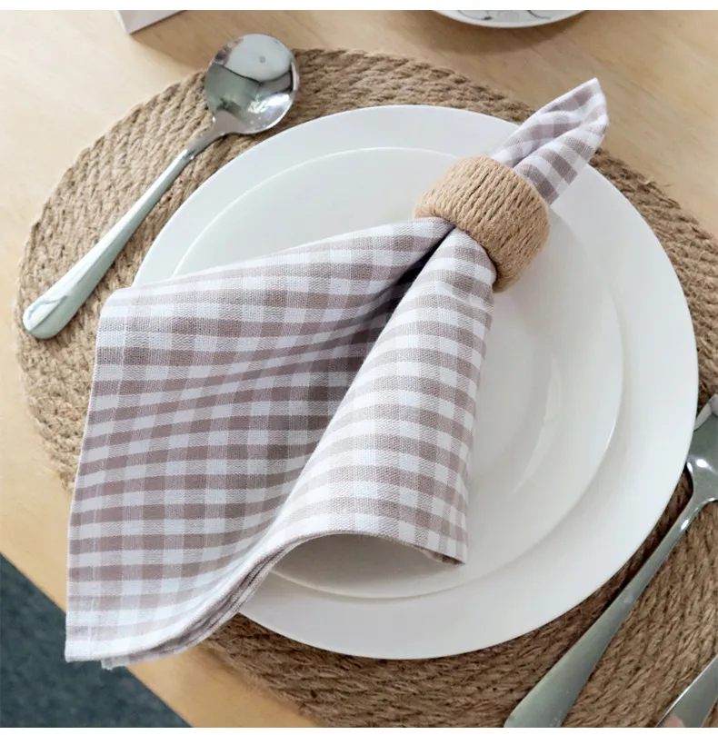 Fabric Napkin Factory In Stock Kitchen Napkin Wholesale Household Plaid Napkin Cotton Square Napkin Cloth Tea Towel display picture 3
