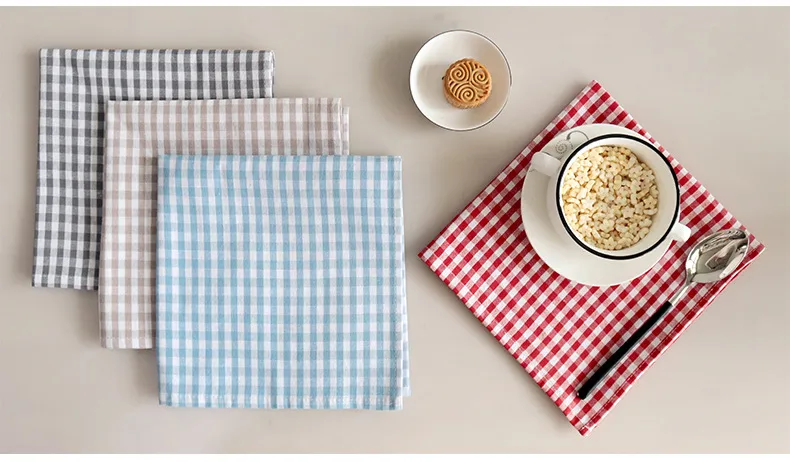Fabric Napkin Factory In Stock Kitchen Napkin Wholesale Household Plaid Napkin Cotton Square Napkin Cloth Tea Towel display picture 4