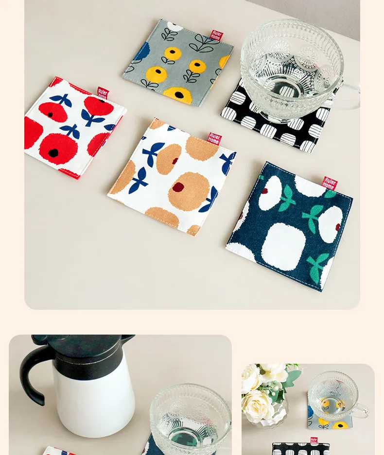 Cup Mat New Fabric Coaster Double-Layer Mug Mat Teacup Mat Heat Insulation Coaster display picture 1