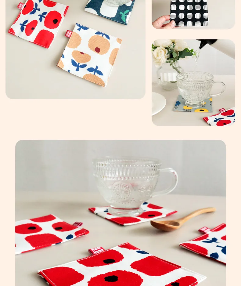 Cup Mat New Fabric Coaster Double-Layer Mug Mat Teacup Mat Heat Insulation Coaster display picture 2