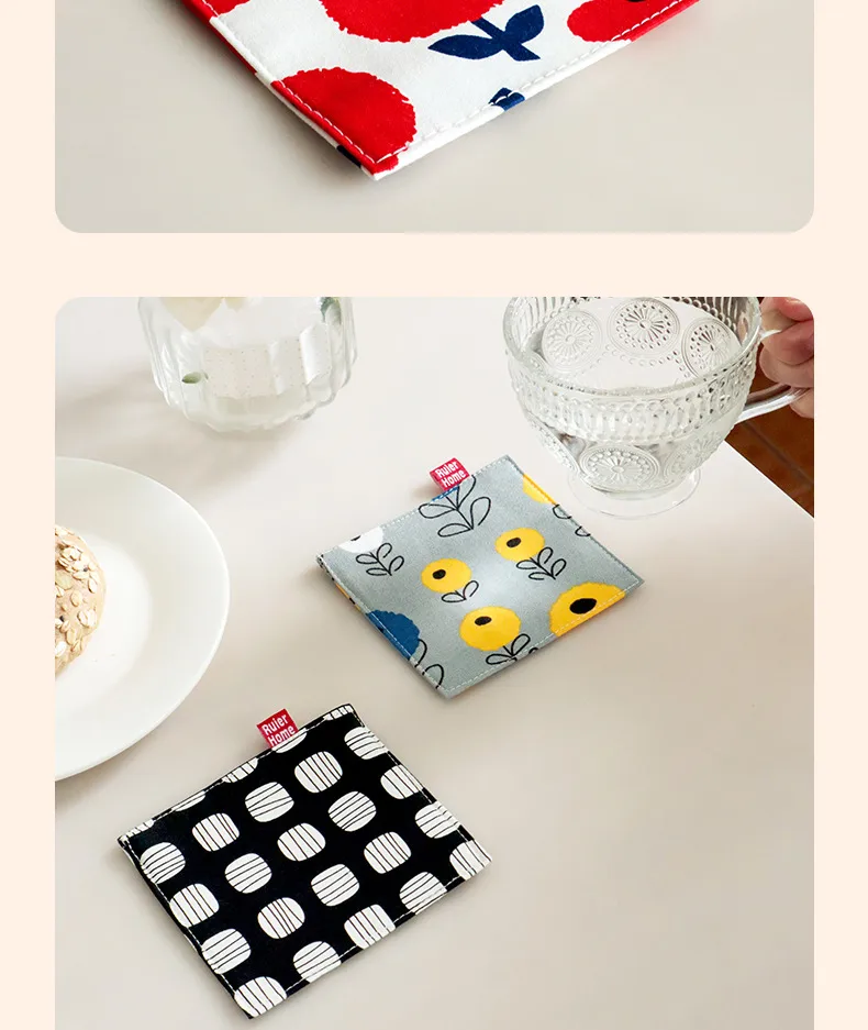 Cup Mat New Fabric Coaster Double-Layer Mug Mat Teacup Mat Heat Insulation Coaster display picture 3
