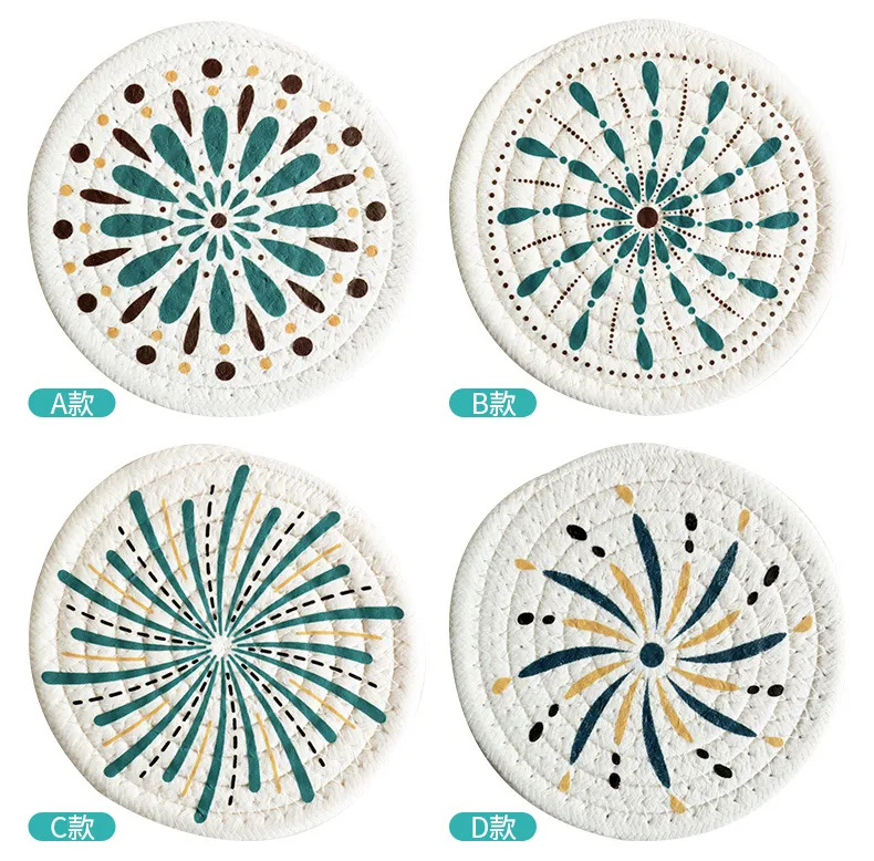 Printing Heat Proof Mat In Stock Sale New Printing Cotton String Heat Proof Mat Placemat Plate Mat Coaster display picture 1