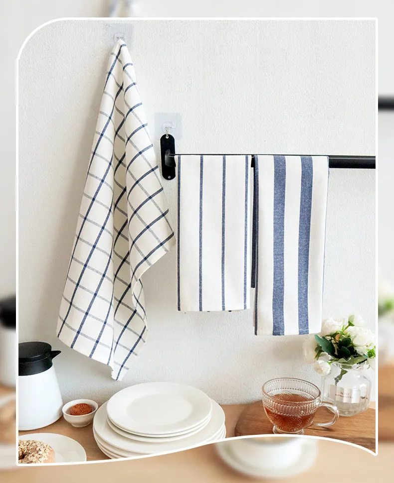 Mediterranean Blue Fabric Kitchen Napkin 100% Cotton Tea Towel Gourmet Background Fabric Tablecloth  Supply Tea Towel display picture 1
