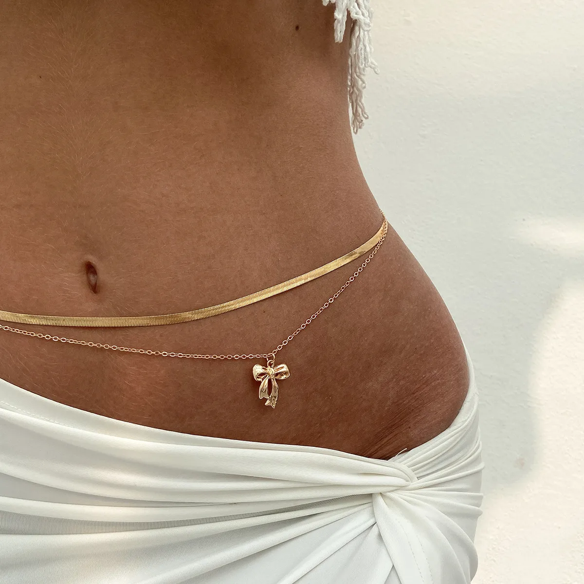 Ornament Inlaid Colorful Crystals Cross Bow Pendant Waist Chain Fashion Sexy Hot Girl Female Body Chains display picture 14
