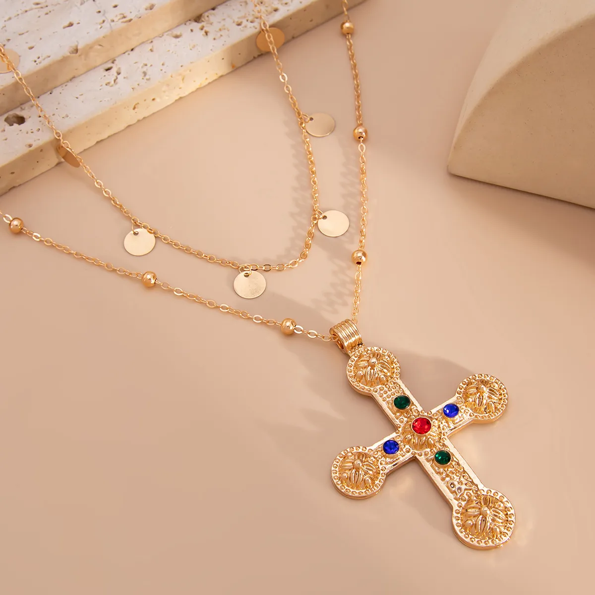 Ornament Inlaid Colorful Crystals Cross Bow Pendant Waist Chain Fashion Sexy Hot Girl Female Body Chains display picture 2
