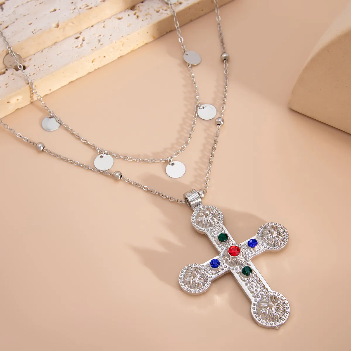 Ornament Inlaid Colorful Crystals Cross Bow Pendant Waist Chain Fashion Sexy Hot Girl Female Body Chains display picture 3